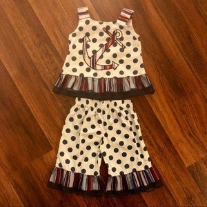 Red, white and Blue ruffle anchor outfit